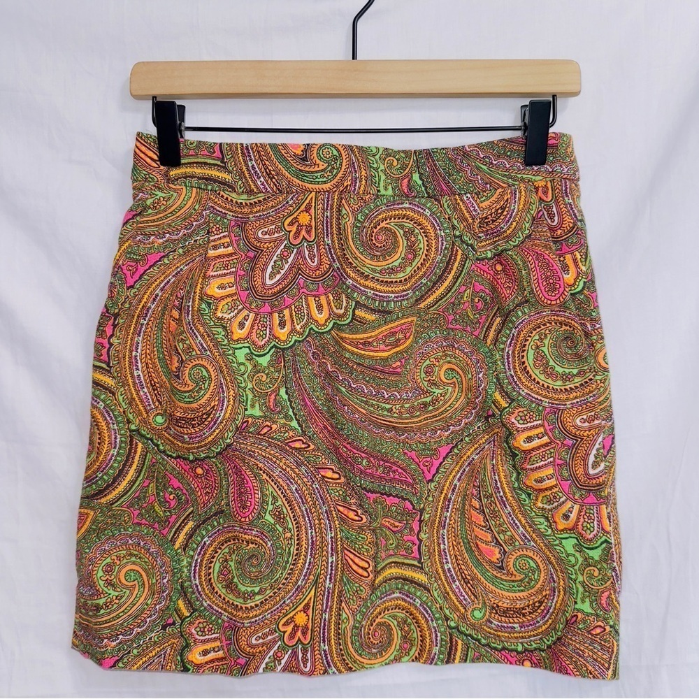 J. Crew Factory Paisley Print High Waisted A-line Mini Pencil Skirt size 2